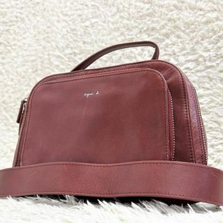 アニエスベー(agnes b.)の良品 アニエスベー アンジェル カメラバッグ レザー 茶 2way 斜め掛け(ショルダーバッグ)