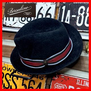 ボルサリーノ(Borsalino)の定価6.9万　ボルサリーノ　ラビットファー　リボン　フェルトハット　L　ブラック(ハット)