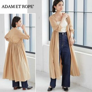 アダムエロぺ(Adam et Rope')のエアリーで涼しげ♪ シアーギャザー　ワンピースガウン　フリーサイズ　キャメル(ロングワンピース/マキシワンピース)