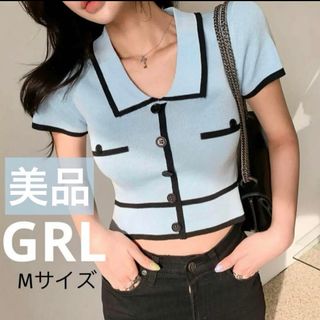 グレイル(GRL)のGRL グレイル 半袖ニット 襟付きバイカラーサマーニットトップス(Tシャツ(半袖/袖なし))