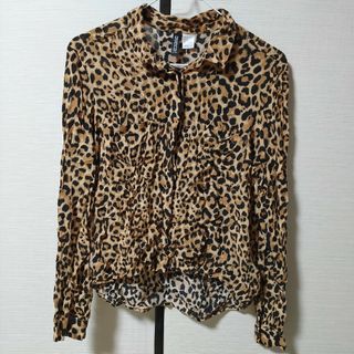 エイチアンドエム(H&M)の美品☆H＆M☆レオパード柄とろみ長袖ブラウス☆ブラウン系☆34(フリーサイズ)(シャツ/ブラウス(長袖/七分))