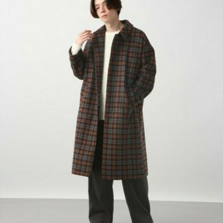 「美品」HARE　チェック柄ステンカラーコート