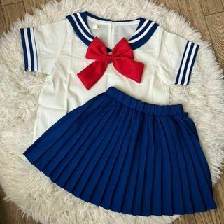 130 コスプレ セーラー服 可愛い 女の子 ハロウィン セーラームーン 青(その他)