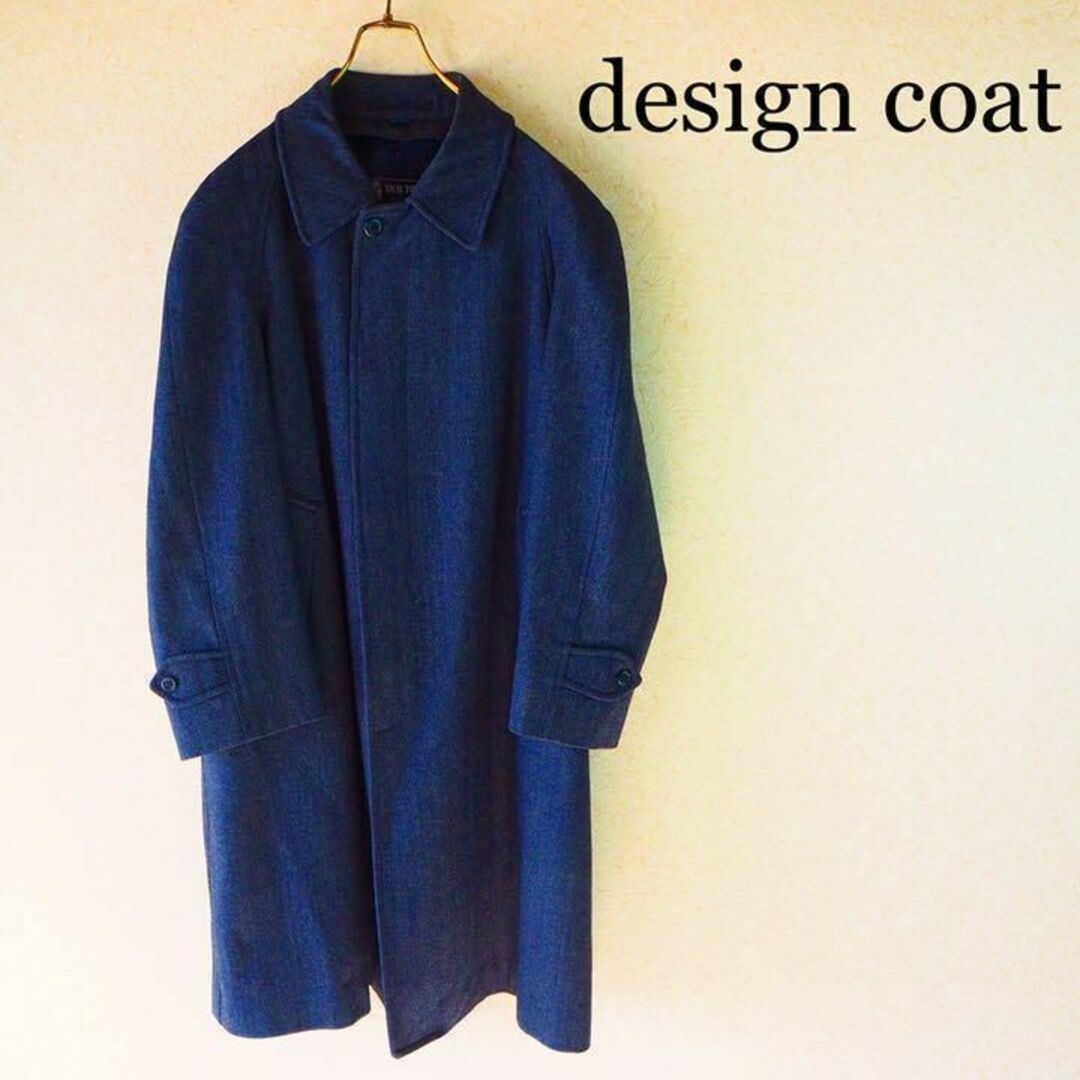 design coat ウールコート 110407 グレー ヘリボーン メンズのジャケット/アウター(ステンカラーコート)の商品写真