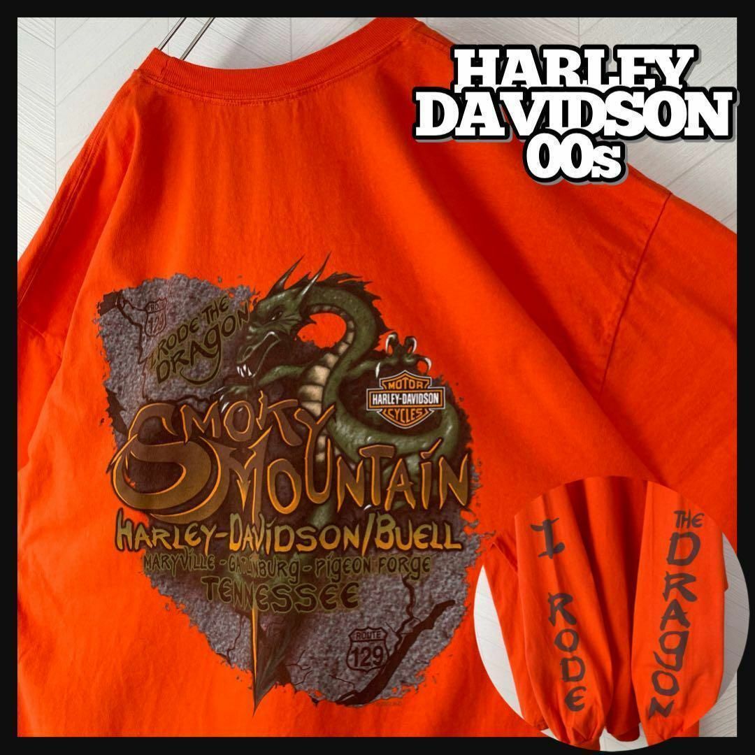Harley Davidson - 超激レア 00s ハーレーダビッドソン ロンT ドラゴン