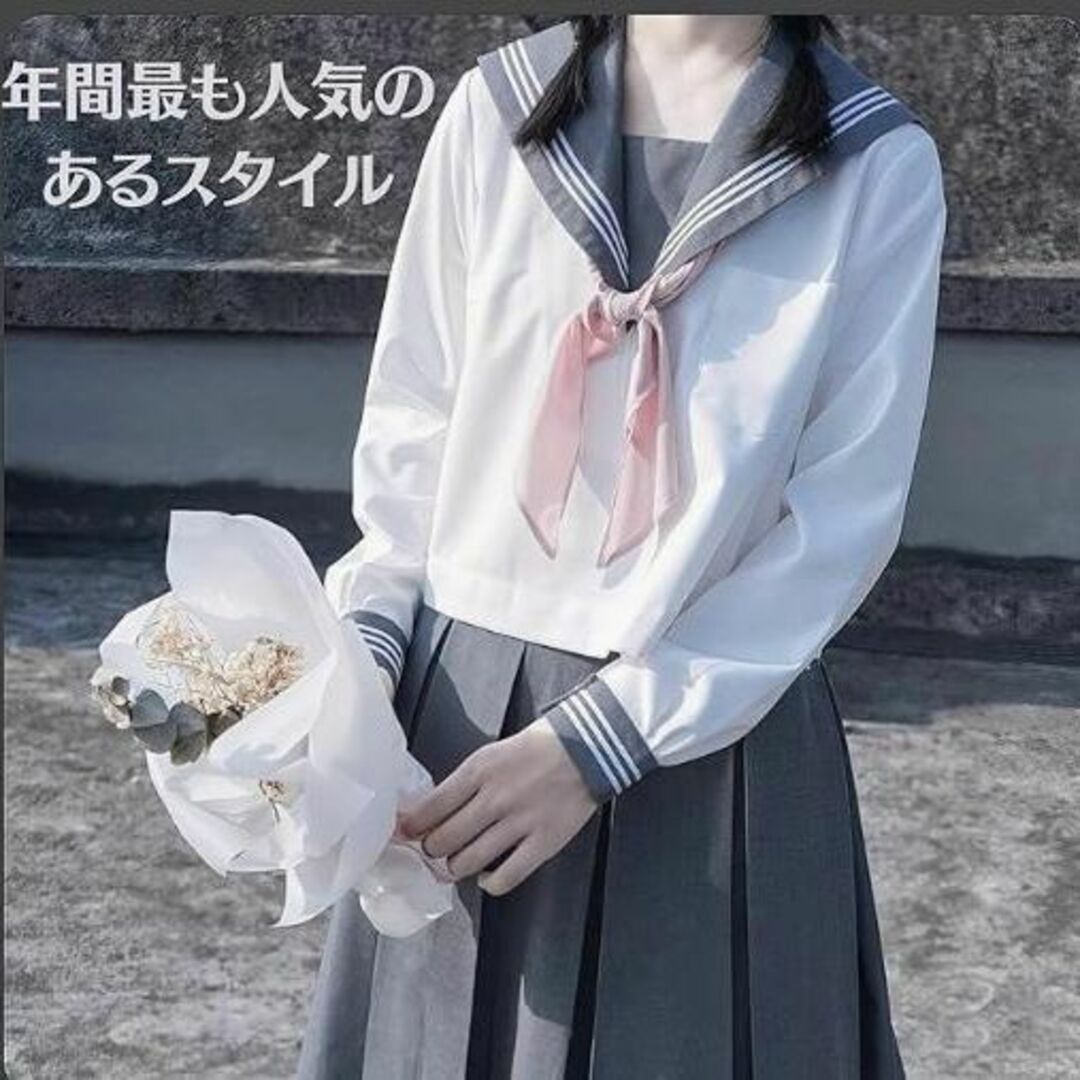 セーラー服 コスプレ 長袖 3点セット 可愛い 制服 アイドル JK Mサイズ