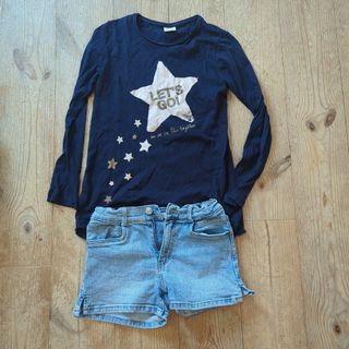 ザラキッズ(ZARA KIDS)のあおちゃん様専用 ＺＡＲＡ 長袖Tシャツ ジーパン 半ズボン(Tシャツ/カットソー)