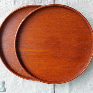 木製トレー　和のトレー　お盆　丸型　円形(テーブル用品)