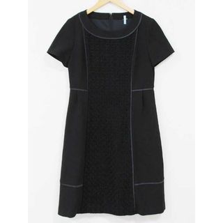 クレージュ(Courreges)の【春物 新入荷】☆courreges/クレージュ☆レース切替ワンピース/バックジップ/ラウンドネック/半袖/ミディ丈 ブラック/黒 レディース 40【中古】春夏 onepi 402042(その他)