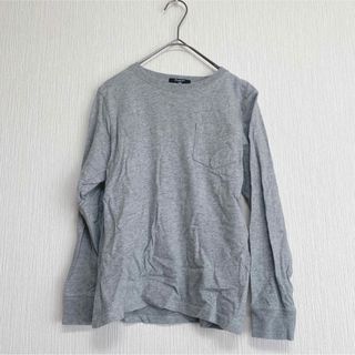 ponopo ポノポ【140】キッズ　メンズ　グレー　ロングTシャツUネック無地(Tシャツ/カットソー)