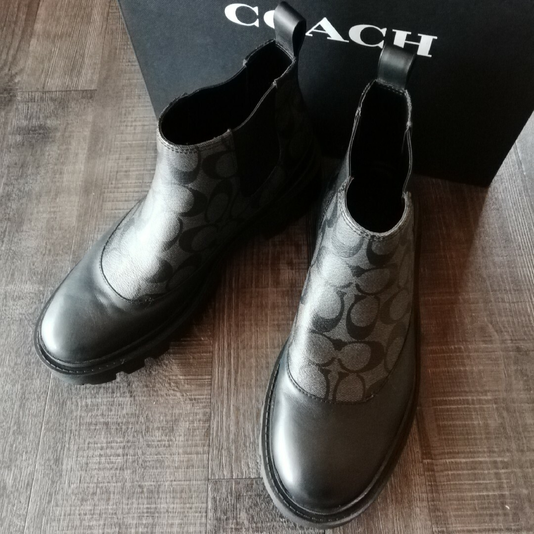 COACH(コーチ)の正規店購入★コーチ★シグネチャーレザーブーツ27cm★新品、箱付き メンズの靴/シューズ(ブーツ)の商品写真