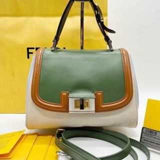 フェンディ(FENDI)の希少 フェンディ シルヴァーナ 2WAYバッグ ターンロック キャンバス+レザー(ハンドバッグ)