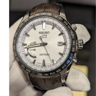 セイコー(SEIKO)の❗ベルト交換済み❗白アストロンSBXB093　レザーベルト(腕時計(アナログ))