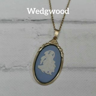 ウェッジウッド(WEDGWOOD)の【匿名配送】 ウェッジウッド ネックレス ゴールド カメオ 水色 10(ネックレス)