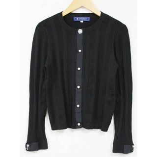 エムズグレイシー(M'S GRACY)の【春物 新入荷】☆M'S GRACY/エムズグレイシー☆ビジューパールボタンカーディガン/ニット、カーディガン/クルーネック/無地/長袖 ブラック/黒 レディース 38【中古】春夏 602042(カーディガン)