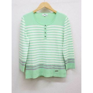 クレージュ(Courreges)の【春物 新入荷】‡courreges/クレージュ‡ボーダーニット/七分袖 ライトグリーン×ホワイト/薄緑×白 レディース 38 【中古】春夏  202042(ニット/セーター)