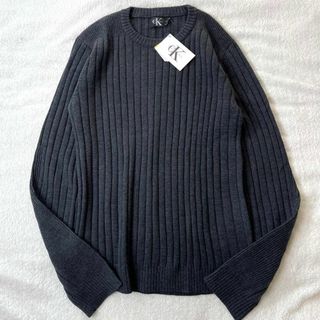 カルバンクライン(Calvin Klein)の新品 カルバンクライン リブニット セーター チャコールグレー  長袖(ニット/セーター)