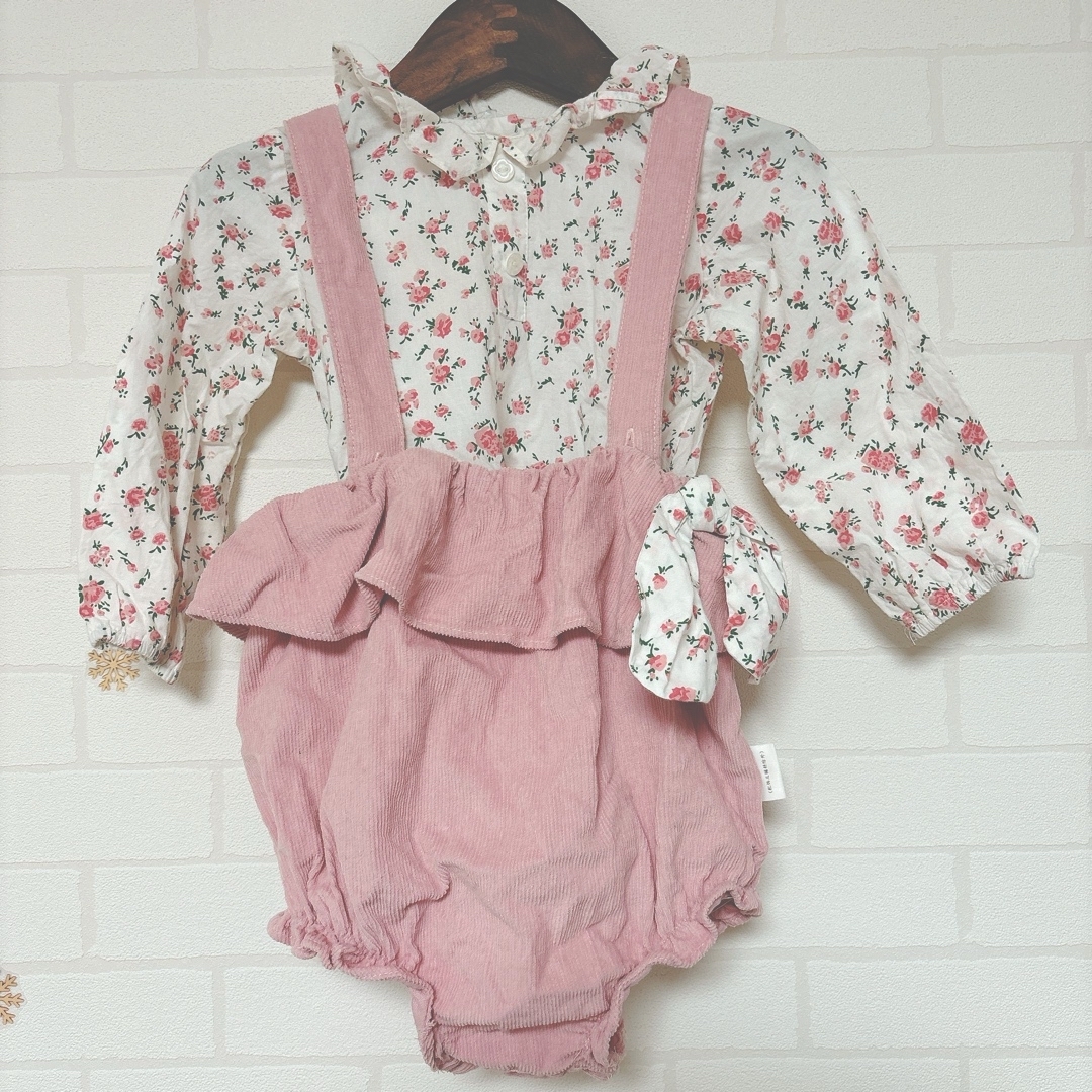 花柄ブラウス&サロペット キッズ/ベビー/マタニティのキッズ服女の子用(90cm~)(パンツ/スパッツ)の商品写真