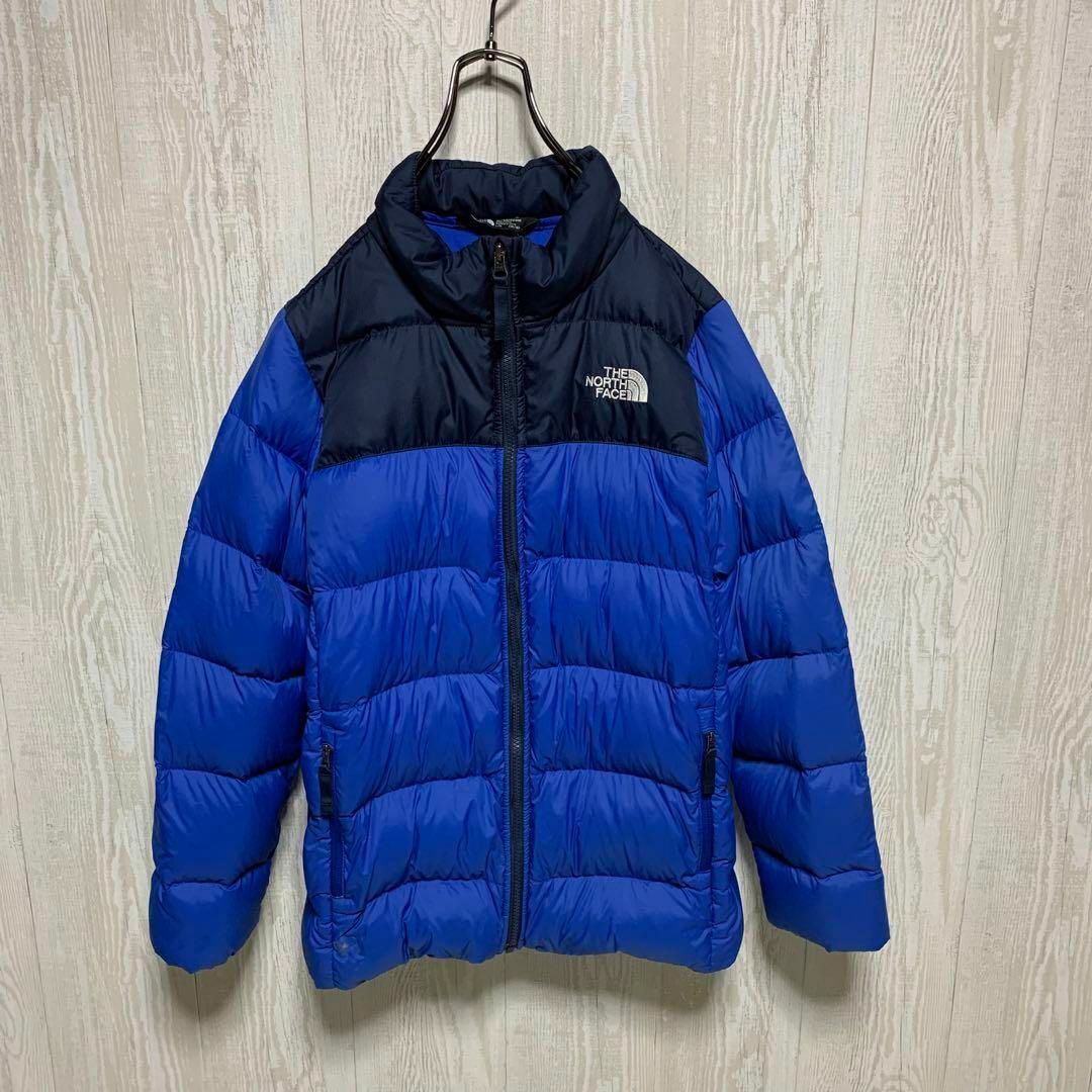 THE NORTH FACE(ザノースフェイス)の【人気】ノースフェイス　ダウン　ヌプシ　キッズ160  ブラック×ブルー キッズ/ベビー/マタニティのキッズ服男の子用(90cm~)(ジャケット/上着)の商品写真