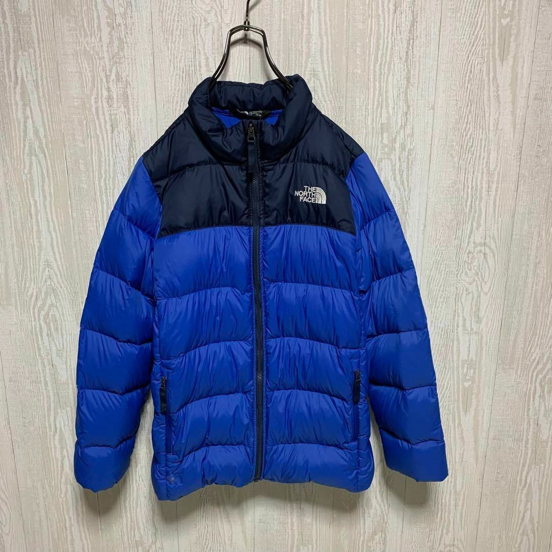 THE NORTH FACE(ザノースフェイス)の【人気】ノースフェイス　ダウン　ヌプシ　キッズ160  ブラック×ブルー キッズ/ベビー/マタニティのキッズ服男の子用(90cm~)(ジャケット/上着)の商品写真