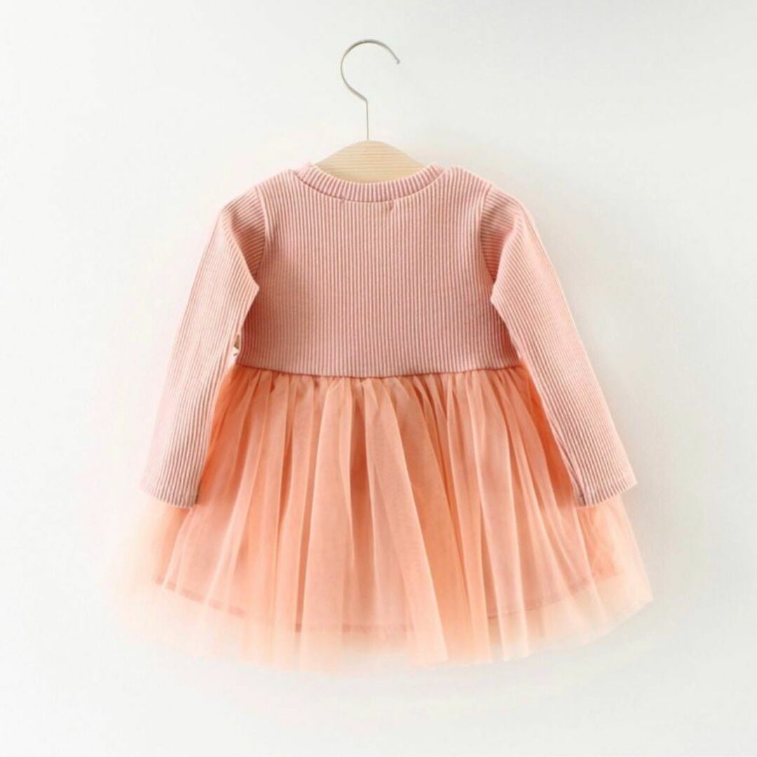 【90cm】シフォンワンピース お花 ベビードレス チュール セレモニー キッズ/ベビー/マタニティのキッズ服女の子用(90cm~)(ワンピース)の商品写真