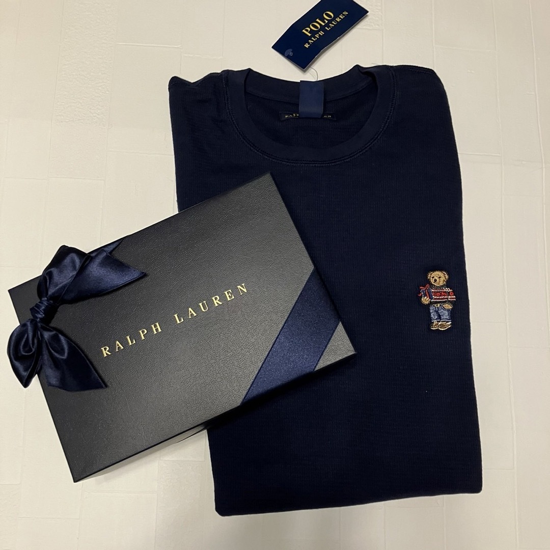 Ralph Lauren(ラルフローレン)のメンズM ラルフローレン　ギフトベア刺繍　ワッフルロンT 紺 メンズのトップス(Tシャツ/カットソー(七分/長袖))の商品写真