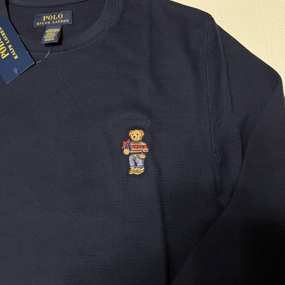 Ralph Lauren(ラルフローレン)のメンズM ラルフローレン　ギフトベア刺繍　ワッフルロンT 紺 メンズのトップス(Tシャツ/カットソー(七分/長袖))の商品写真