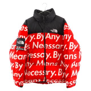 シュプリーム(Supreme)のSUPREME シュプリーム 15AW×THE NORTH FACE ノースフェイス 15AW Nuptse Jacket By Any Means 総柄プリントヌプシダウンジャケット レッド NF00CXK3(ダウンジャケット)