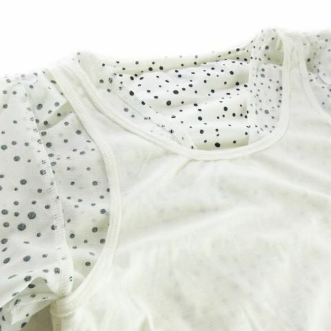 ルネモアレ ブラウス 半袖 ドット レイヤード L 白黒 220723AH6A レディースのトップス(シャツ/ブラウス(半袖/袖なし))の商品写真