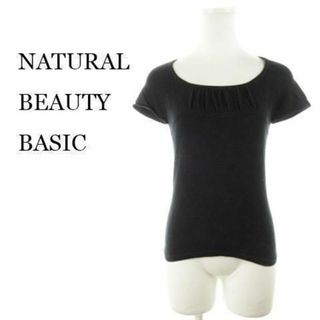 ナチュラルビューティーベーシック(NATURAL BEAUTY BASIC)のナチュラルビューティーベーシック カットソー 半袖 黒 220725AH12A(カットソー(半袖/袖なし))