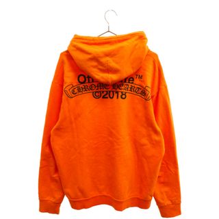 クロムハーツ(Chrome Hearts)のCHROME HEARTS クロムハーツ ×OFF-WHITE HD PLVR V OFF WHITE オフホワイト ロゴバックプリントプルオーバーパーカー オレンジ(パーカー)