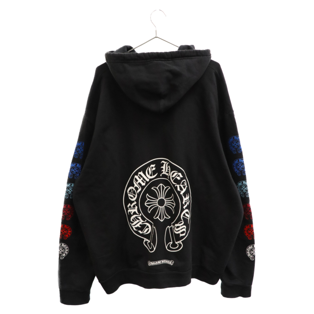 CHROME HEARTS クロムハーツ Multicolor Sleeve Logo Horseshoe Pullover Hoodie  マルチカラー スリーブ ロゴ ホースシュー プルオーバー フーディー プリント パーカー ブラック