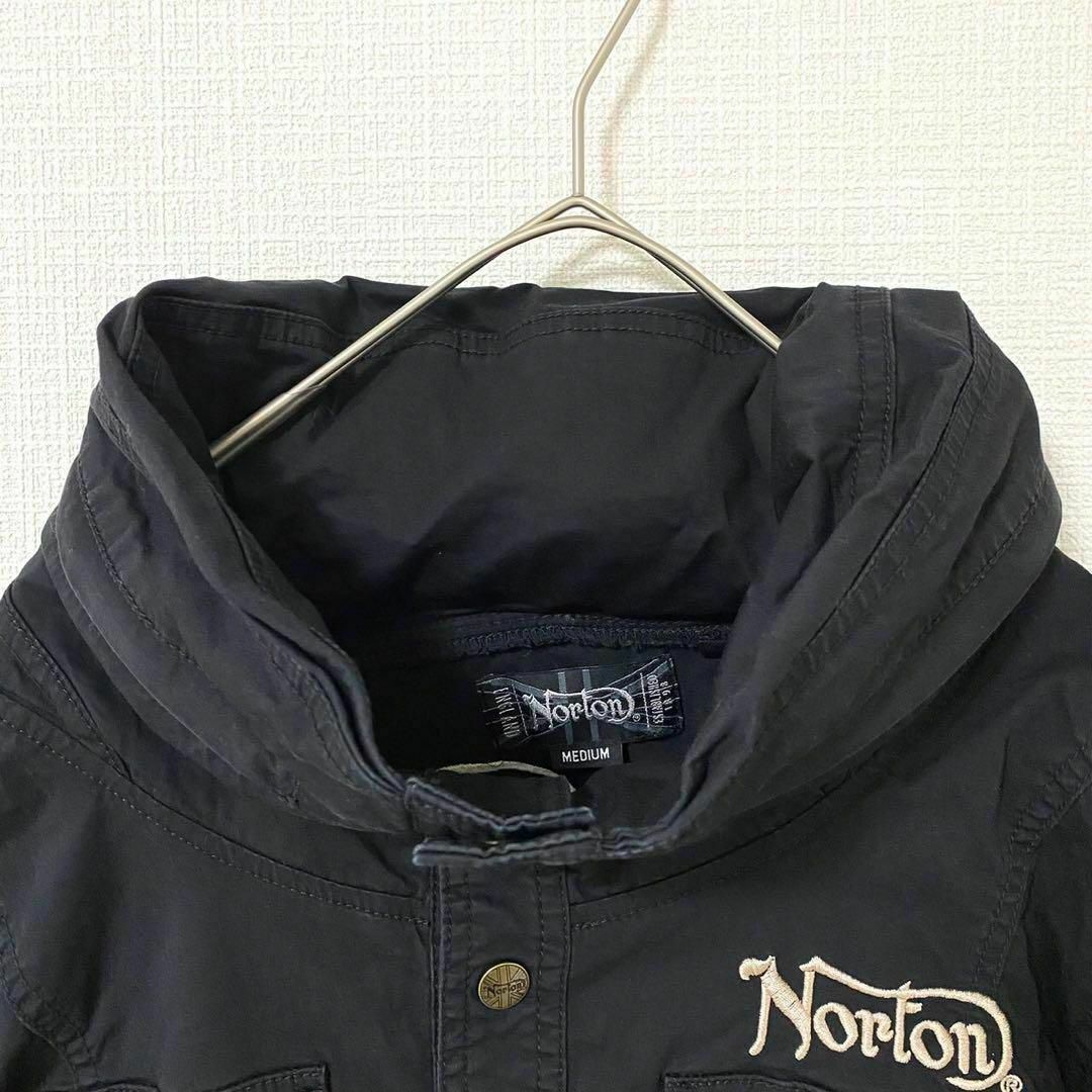 Norton(ノートン)のシャツパーカー 5部丈 Norton ノートン 刺繍 ブラック M メンズのトップス(シャツ)の商品写真