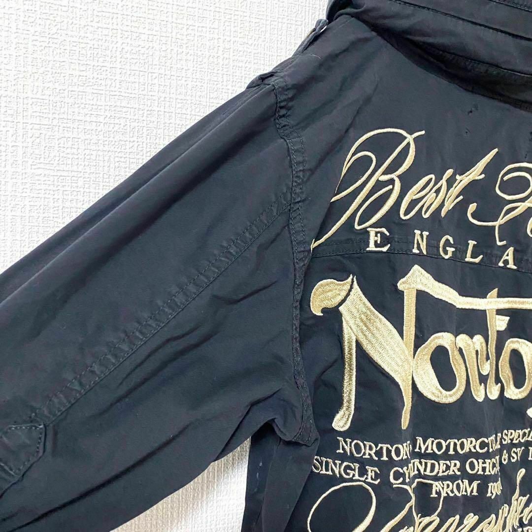 Norton(ノートン)のシャツパーカー 5部丈 Norton ノートン 刺繍 ブラック M メンズのトップス(シャツ)の商品写真