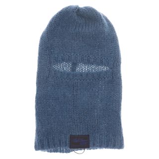 ラフシモンズ(RAF SIMONS)のRAF SIMONS ラフシモンズ 22AW MOHAIR BALACLAVA ロゴパッチ モヘア ニット目出し帽 ビーニー ニットキャップ ブルー(ニット帽/ビーニー)