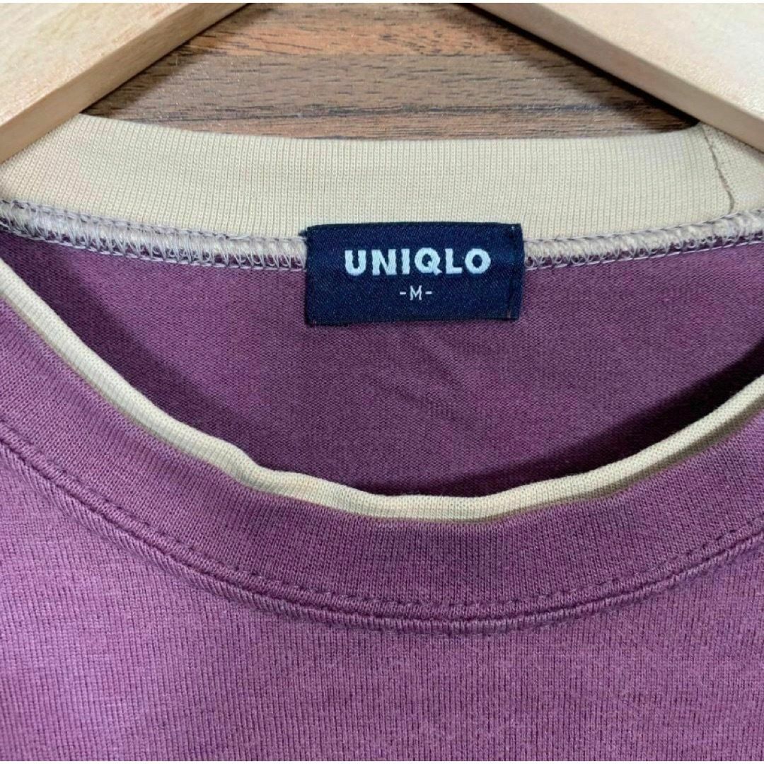 UNIQLO(ユニクロ)のユニクロ UNIQLO️⭐️Tシャツ Mサイズ メンズ 紫 パープル 長袖 無地 メンズのトップス(Tシャツ/カットソー(七分/長袖))の商品写真