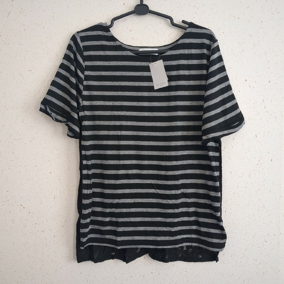 OFUON(オフオン)のOFUONバッグレースTシャツ　Lサイズ レディースのトップス(Tシャツ(半袖/袖なし))の商品写真