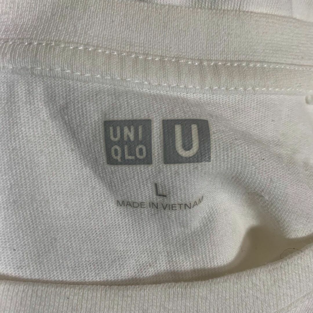 UNIQLO(ユニクロ)のユニクロ UNIQLO Tシャツ Lサイズ 白 ホワイト 半袖 無地 レディースのトップス(Tシャツ(半袖/袖なし))の商品写真