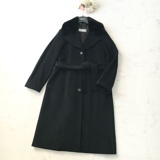 美品　MaxMara マックスマーラ  ファー　ロング　ブラック　コート