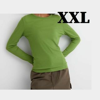 XXL 大きいサイズ■シアージャージークルーネックT（長袖）◆ 54 GREEN(カットソー(長袖/七分))