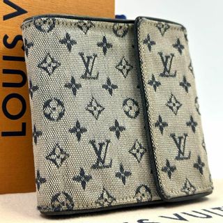 ルイヴィトン(LOUIS VUITTON)の【極希少美品】 ルイヴィトン モノグラムミニ 折り財布 3つ折り ネイビー(財布)