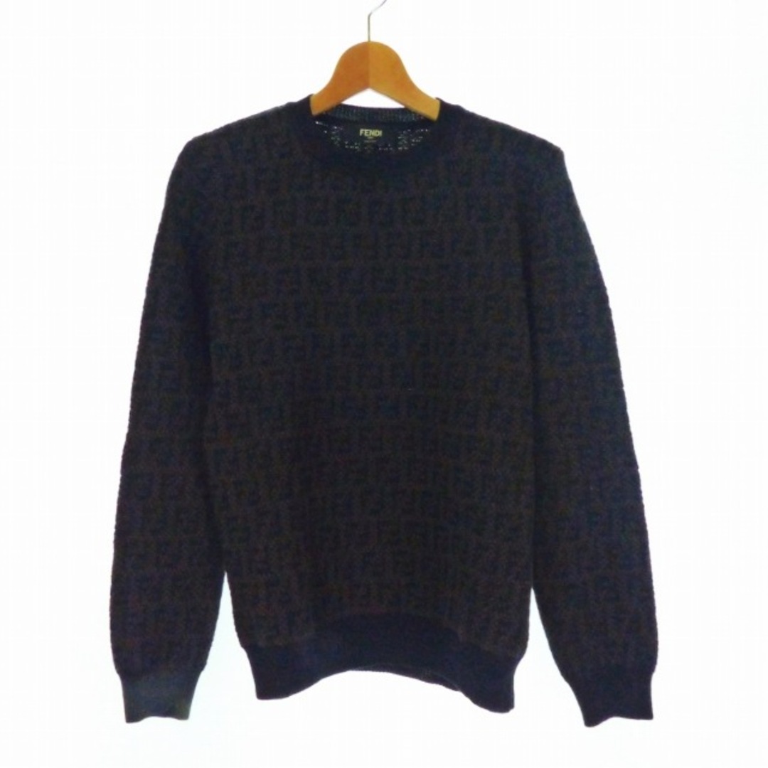 FENDI(フェンディ)のFENDI GIROCOLLO FF DETAIL KNIT ニット 46 茶 メンズのトップス(ニット/セーター)の商品写真