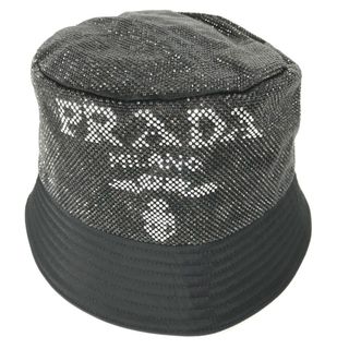 プラダ(PRADA)のプラダ PRADA ロゴ スタッズ 1HC137 ハット帽 帽子 バケットハット ボブハット ハット ナイロン ブラック 未使用(ハット)