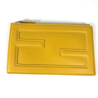 フェンディ(FENDI)のフェンディ FENDI ロゴ 7N0114 カバン ポーチ クラッチバッグ レザー イエロー 未使用(クラッチバッグ)