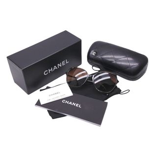 シャネル(CHANEL)のCHANEL シャネル サングラス ココマーク サイズ58◻︎17 140 プラスチック シルバー金具 5344-A c.1521/S5 美品 中古 59857(サングラス/メガネ)