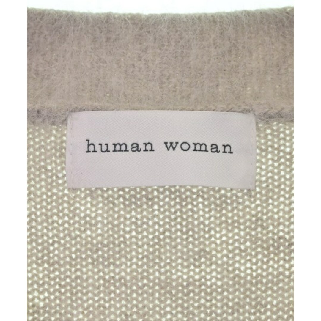 HUMAN WOMAN(ヒューマンウーマン)のHUMAN WOMAN ヒューマン　ウーマン カーディガン M グレーベージュ 【古着】【中古】 レディースのトップス(カーディガン)の商品写真