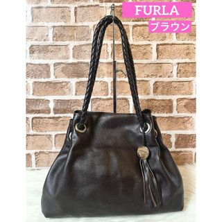 フルラ(Furla)のFURLA フルラ レザー 巾着 ショルダーバッグ 保存袋付き　ブラウン(ショルダーバッグ)