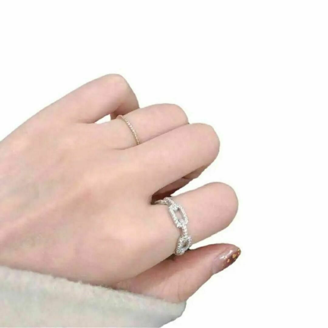 548 シルバー リング s925 czダイヤモンド アンカーチェーン ジルコン レディースのアクセサリー(リング(指輪))の商品写真