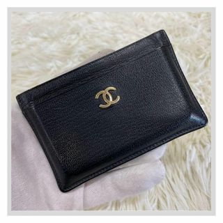 シャネル(CHANEL)のCHANEL シャネル ココマーク カードケース ブラック レザー(名刺入れ/定期入れ)