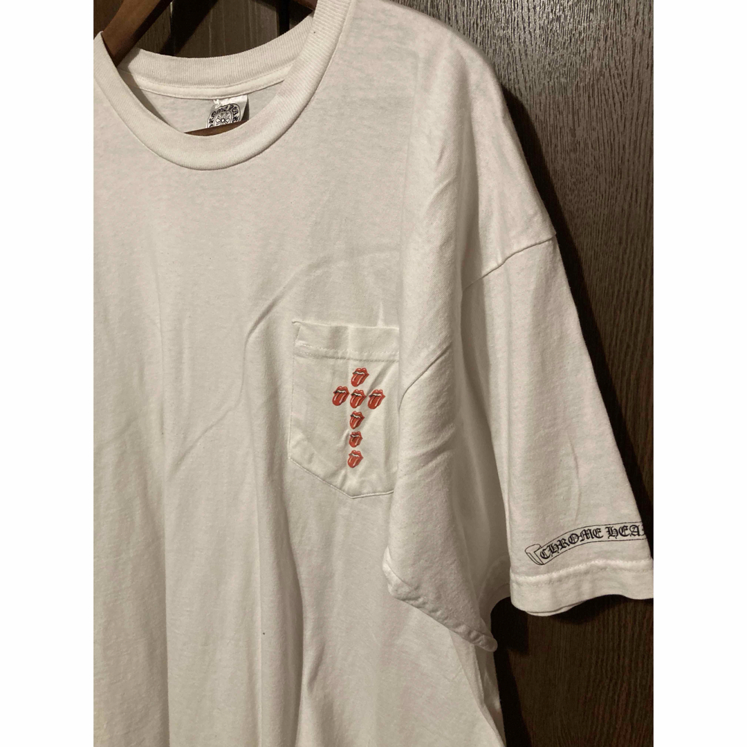 Chrome Hearts(クロムハーツ)のクロムハーツ　ローリングストーンズ　コラボTシャツ　半袖　白　中古　XL 正規品 メンズのトップス(Tシャツ/カットソー(半袖/袖なし))の商品写真